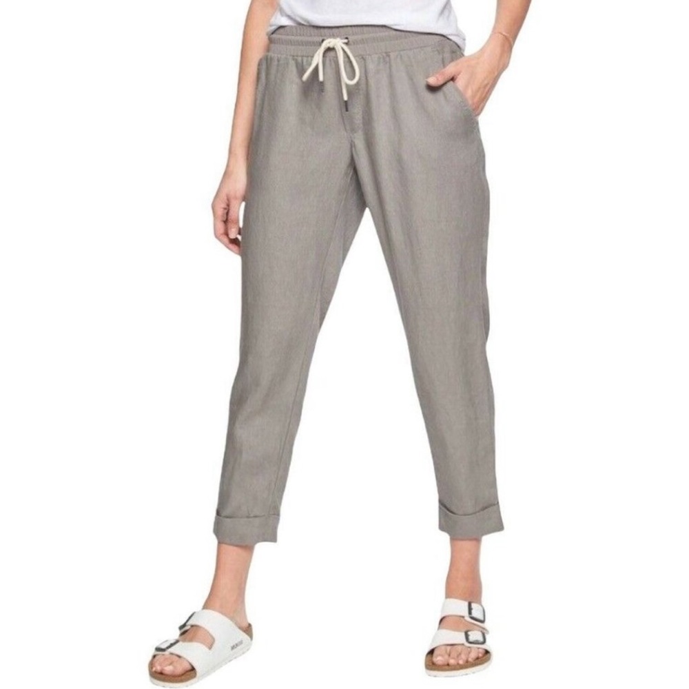 Athleta Linen Bali Cuffed Ankle Pants Sz 2